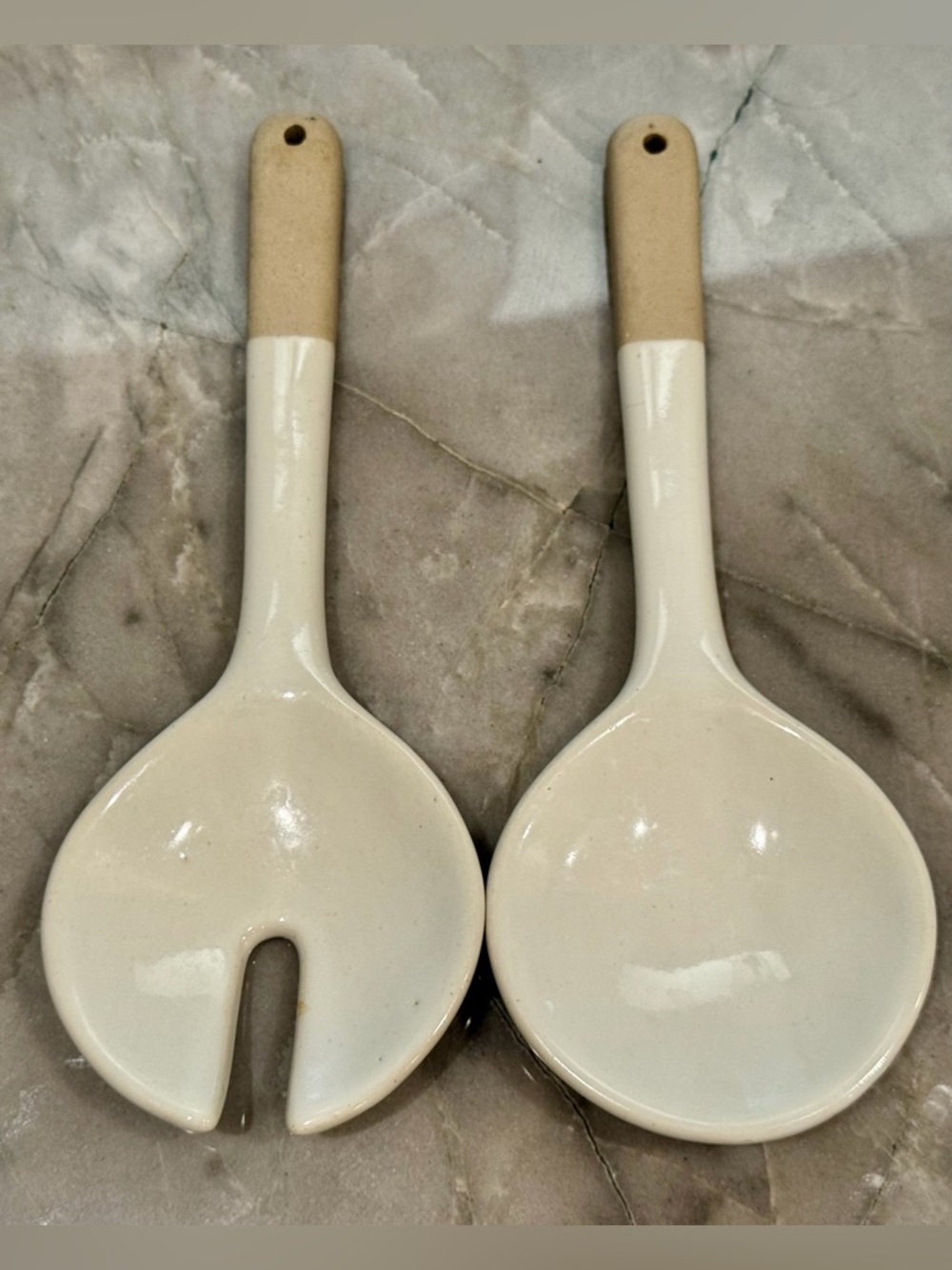 Magnolia Hearth and Hand Stoneware Salad Servers Spoon Set NEW! - Picture 3 of 4